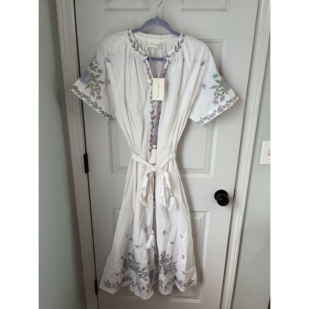 NWT Julia Amory AERIN x Julia Amory Cordelia Coatue Dress Embroidered Size XL